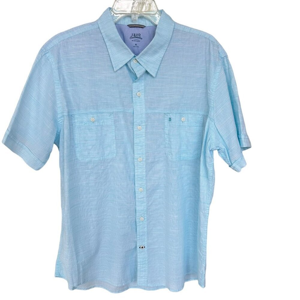 Izod Saltwater Relaxed Classics Button Down Shirt Size XL 100% Cotton‎